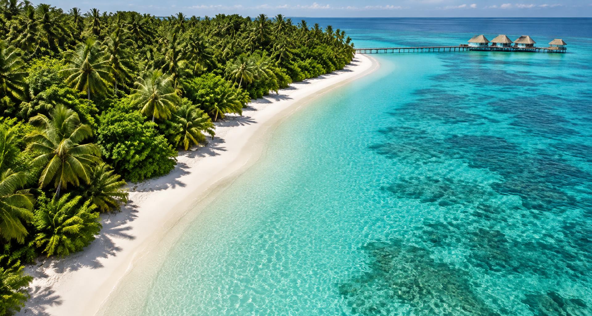 Illustrative Maldives island and turquoise lagoon